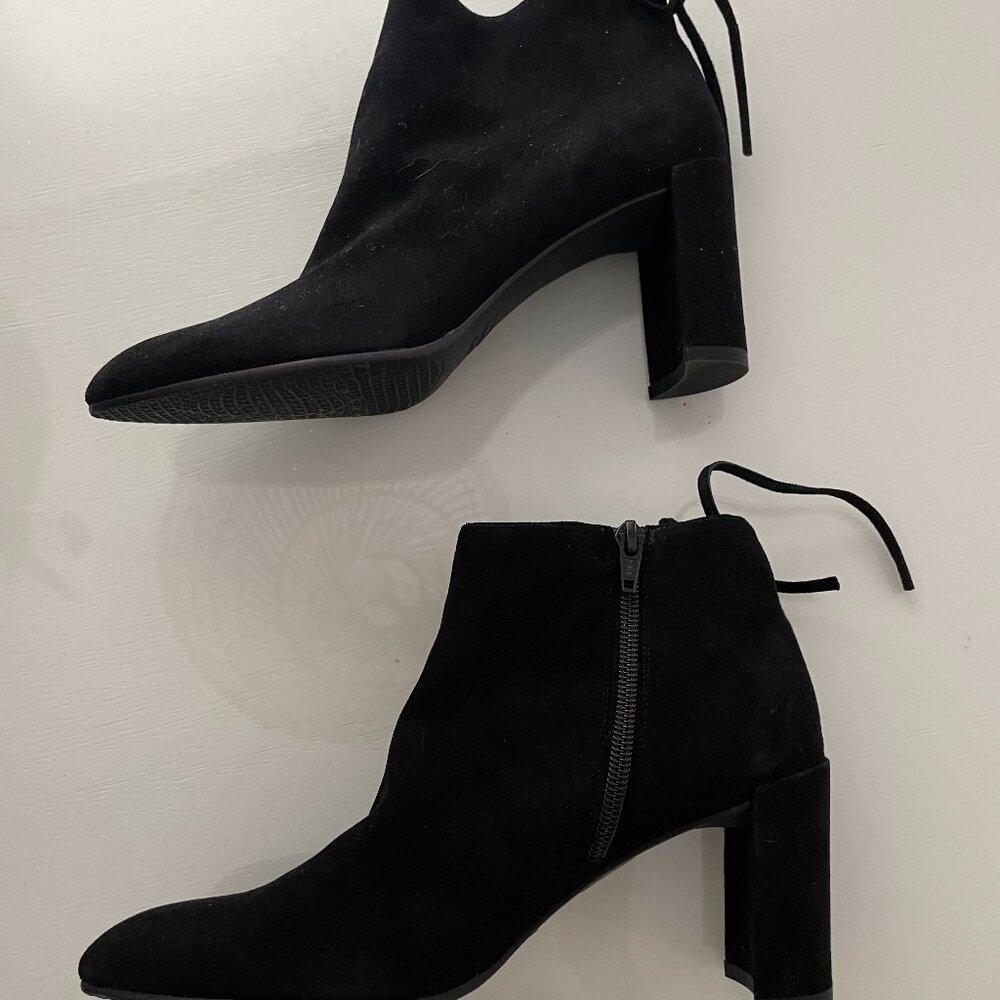 Stuart Weitzman Lofty Black Suede Ankle Boot Size 7 NWT